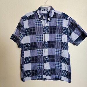 Brooks Brothers‎ Patchwork Madras Short Sleeve Button Down Shirt Men's Medium